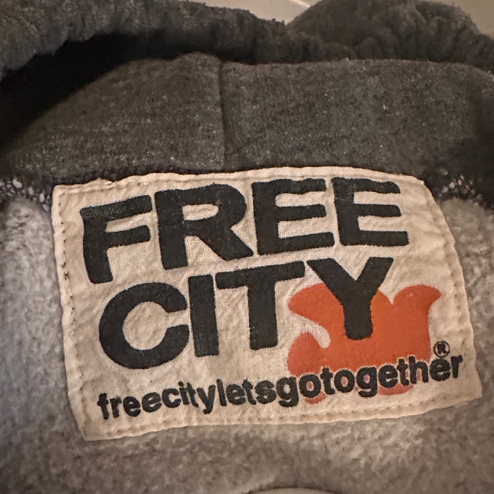 Freecity Gray and Orange Logo Hoodie - Picture 2 of 4